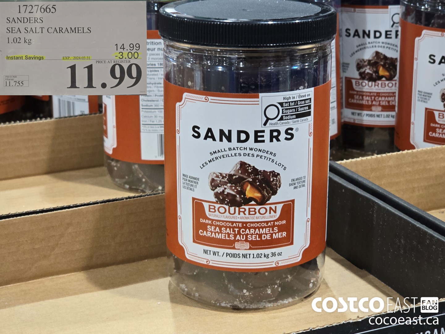 1727665 SANDERS SEA SALT CARAMELS 1.02 kg ($3.00 INSTANT SAVINGS EXPIRES ON 2024-03-31) $11.99