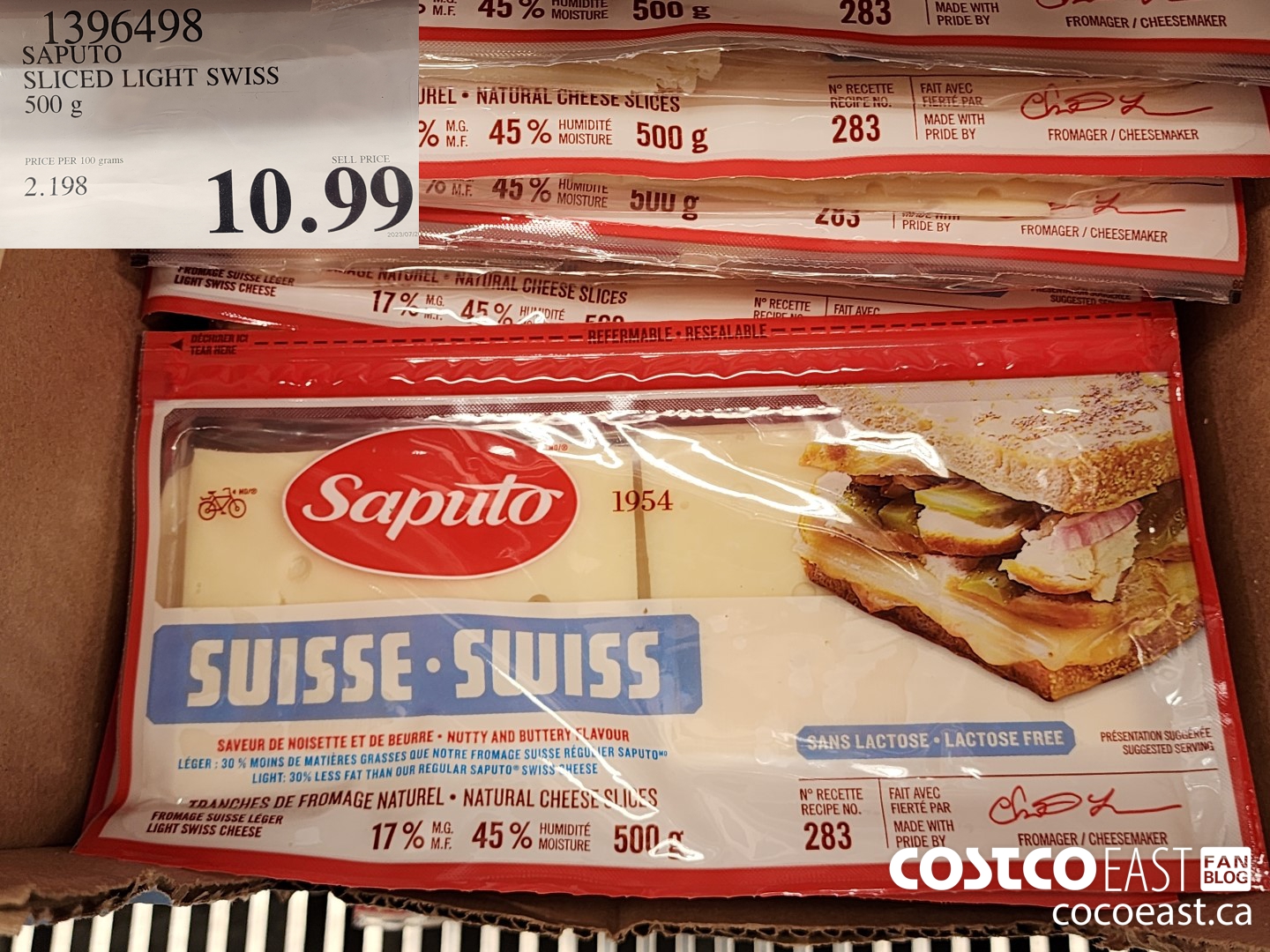 1396498 SAPUTO SLICED LIGHT SWISS 500 G $10.99