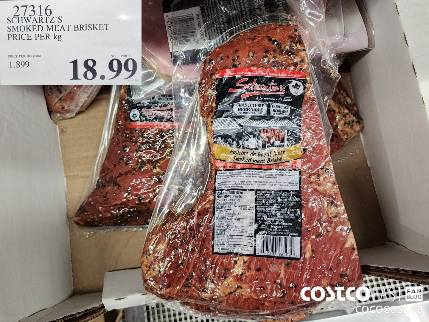27316 SCHWARTS'S SMOKED MEAT BRISKET PRICE PER KG $18.99
