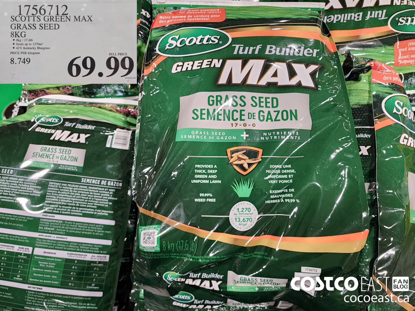 1756712 SCOTTS GREEN MAX GRASS SEED 8KG $69.99