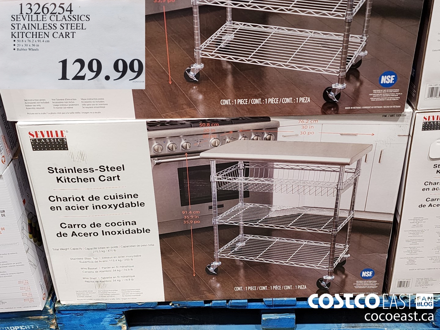 1326254 SEVILLE CLASSICS STAINLESS STEEL PREP CART $129.99