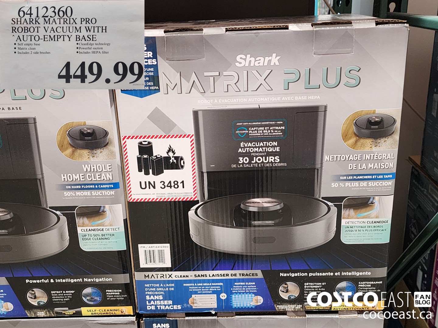 6412360 SHARK MATRIX PRO ROBOT VACUUM WITH AUTO-EMPTY BASE $449.99