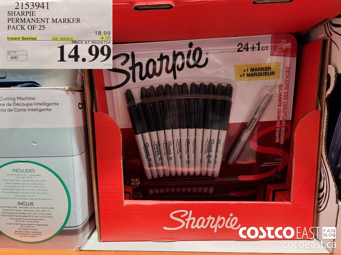 2153941 SHARPIE PERMINENT MARKER PACK OF 25 ($4.00 INSTANT SAVINGS EXPIRES ON 2024-03-17) $14.99