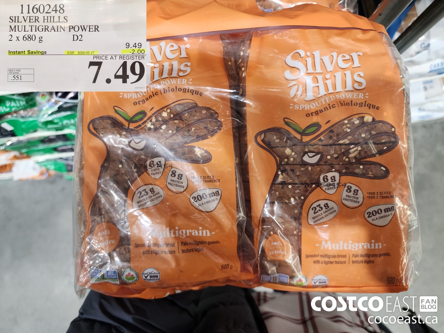 1160248 SILVER HILLS MULTIGRAIN POWER 2 X 630 g ($2.00 INSTANT SAVINGS EXPIRES ON 2024-03-17) $7.49
