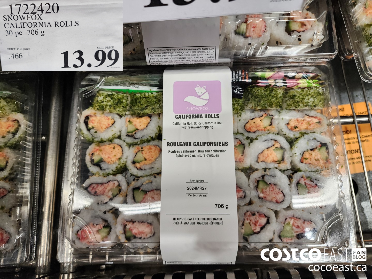 1722420 SNOWFOX CALIFORNIA ROLLS 30 PC 706 G $13.99