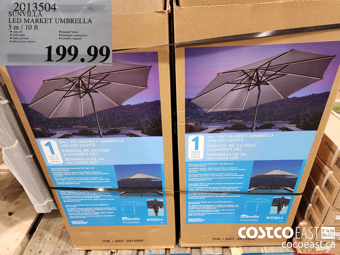 2013504 SONVILLA LED MARKET UMBRELLA 3m / 10 FT $199.99