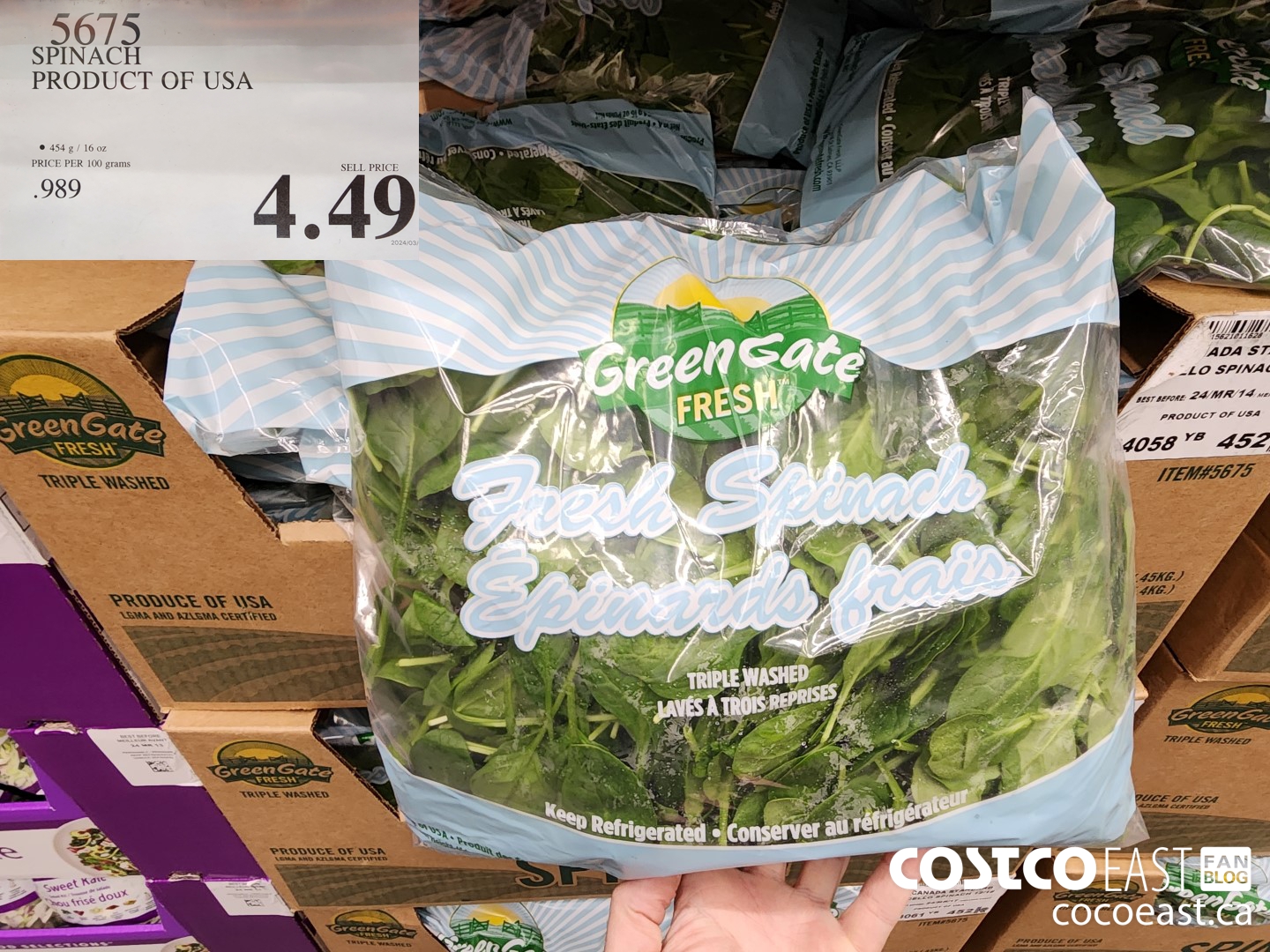 5675 SPINACH PRODUCT OF USA $4.49