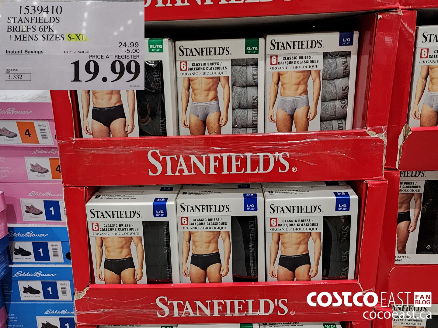 1539410 STANFIELDS BRIEFS 6PK +MENS SIZES S-XL ($5.00 INSTANT SAVINGS EXPIRES ON 2024-03-10) $19.99