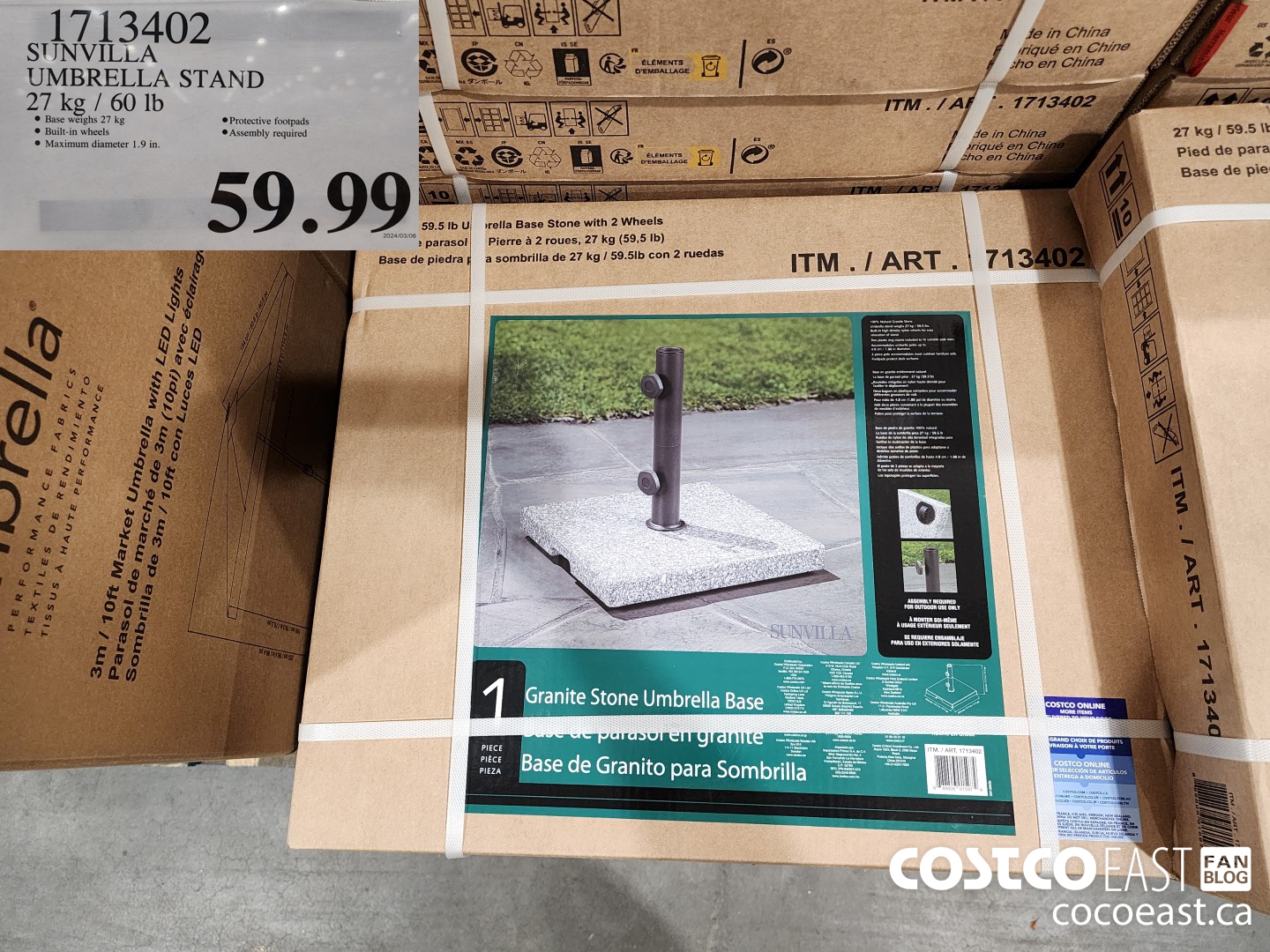 1713402 SUNVILLA UMBRELLA STAND 27 kg / 60 Ib $59.99