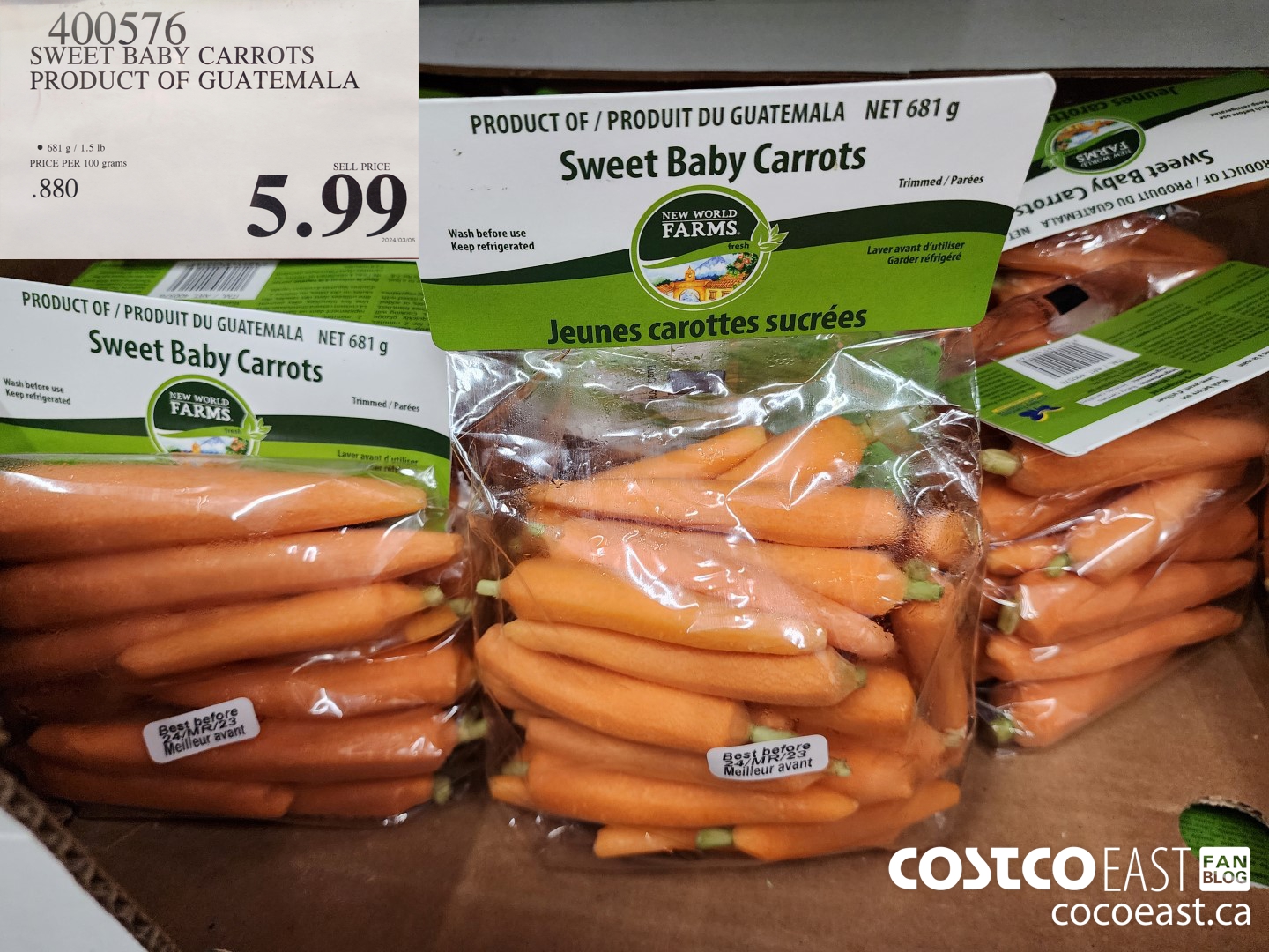 400576 SWEET BABY CARROTS PRODUCT OF GUATEMALA $5.99