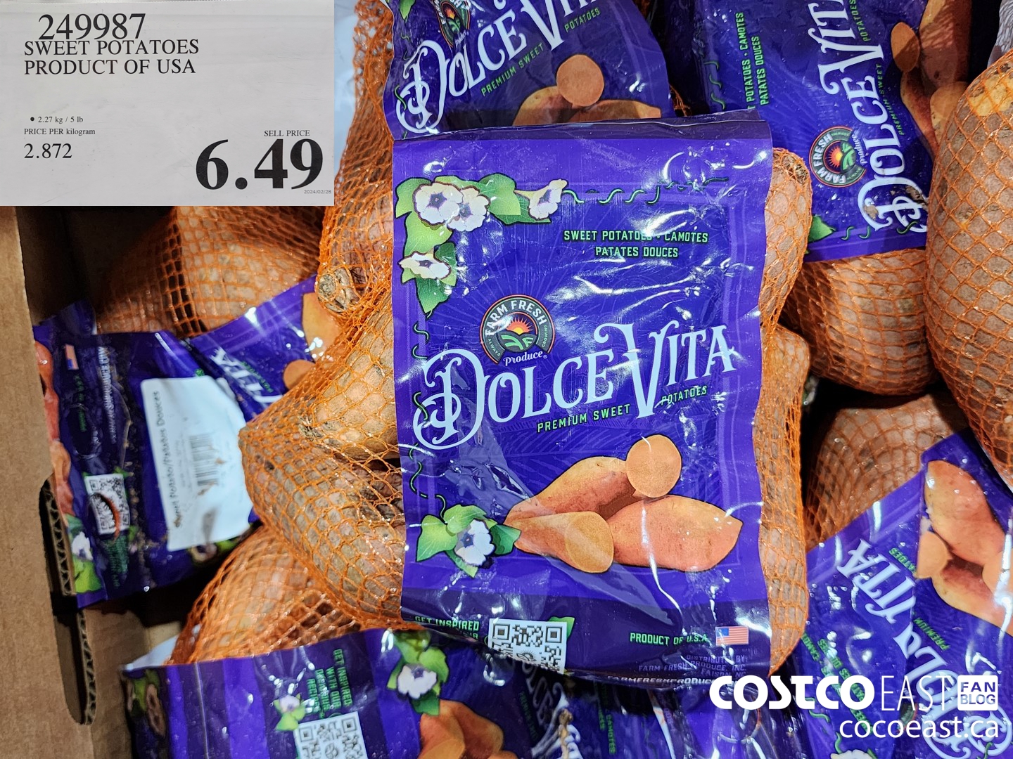 249987 SWEET POTATOES PRODUCT OF USA $6.49