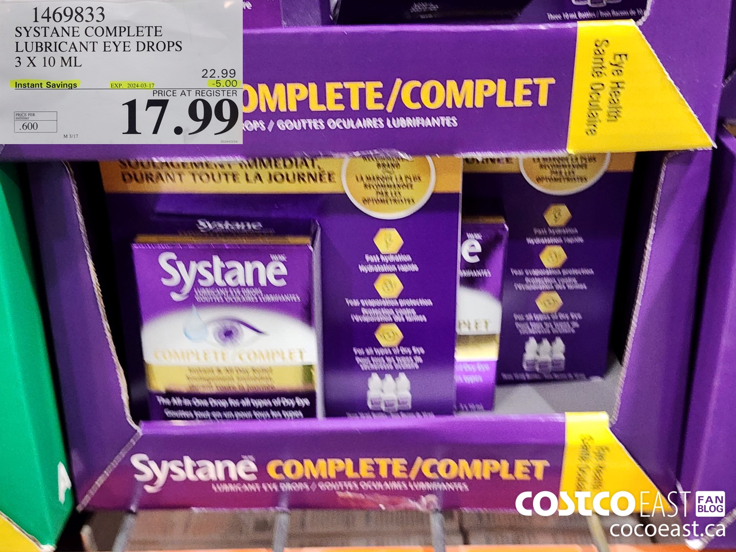 1469833 SYSTANE COMPLETE LUBRICANT EYE DROPS 3 X 10ML ($5.00 INSTANT SAVINGS EXPIRES ON 2024-03-17) $17.99