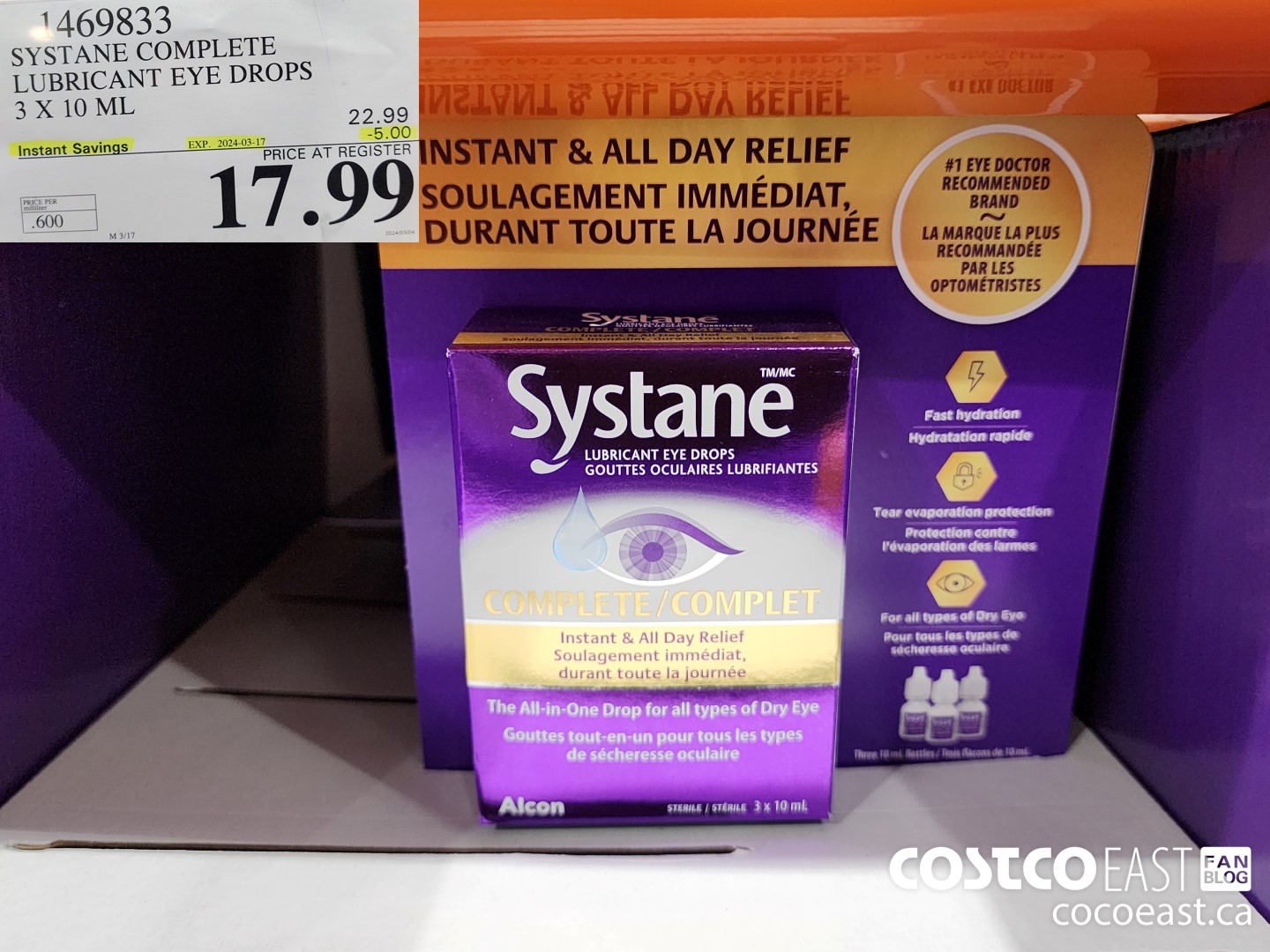 1469833 SYSTANE COMPLETE LUBRICANT EYE DROPS 3 X 10ML ($5.00 INSTANT SAVINGS EXPIRES ON 2024-03-17) $17.99