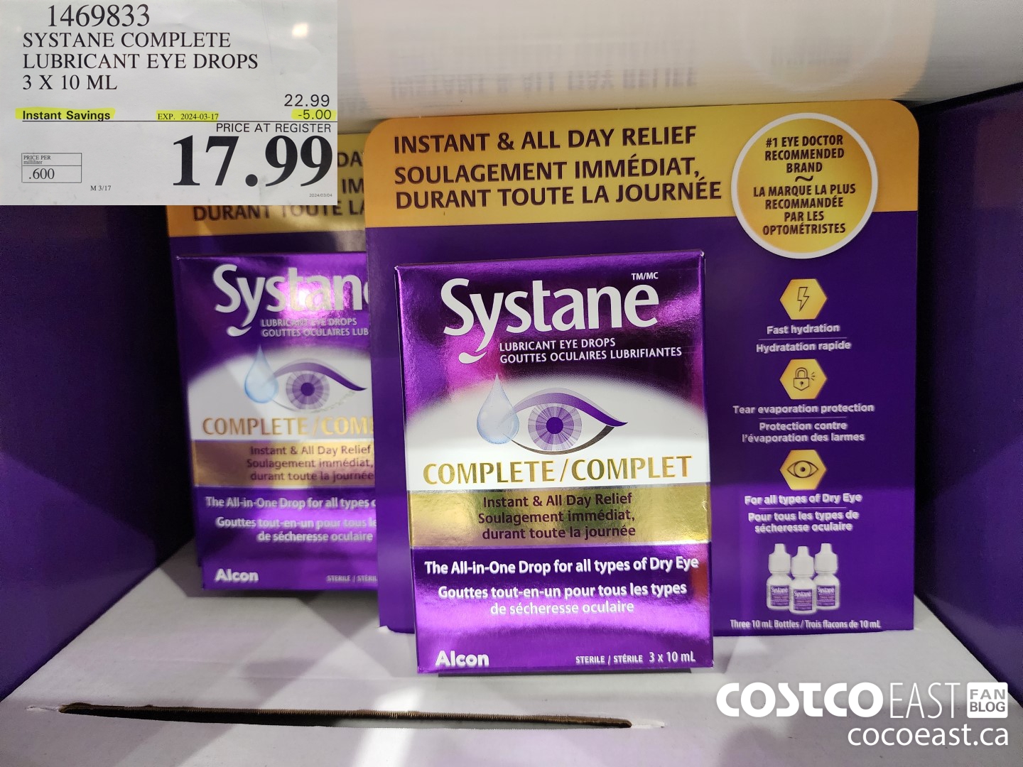 1469833 SYSTANE COMPLETE LUBRICANT EYE DROPS 3 X 10ML ($5.00 INSTANT SAVINGS EXPIRES ON 2024-03-17) $17.99