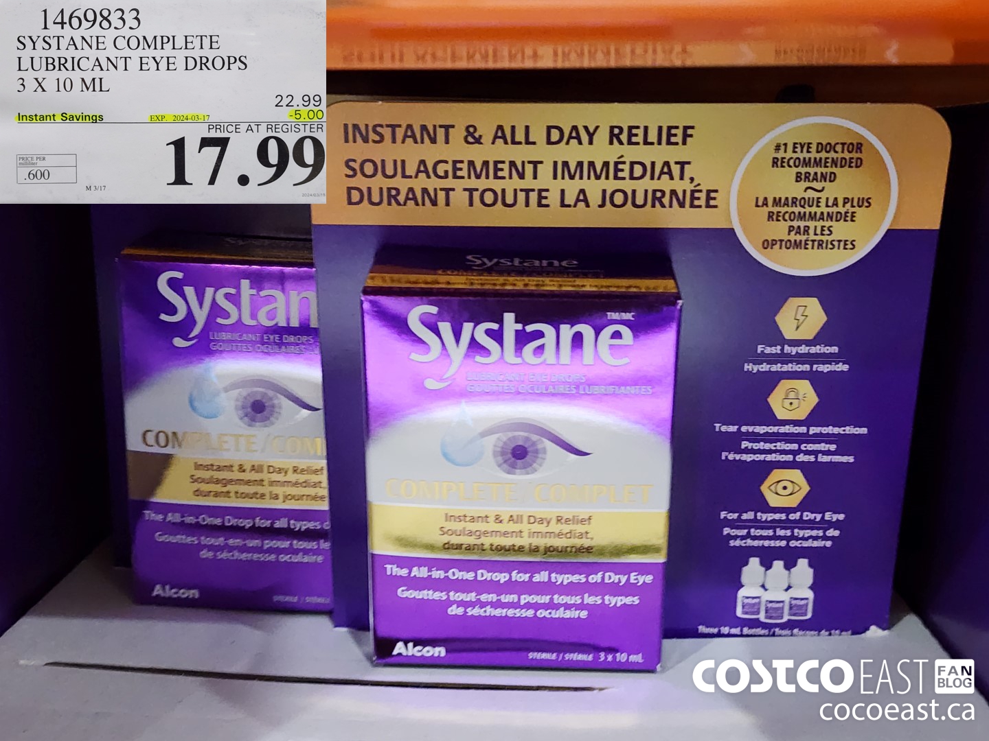 1469833 SYSTANE COMPLETE LUBRICANT EYE DROPS 3 X 10ML ($5.00 INSTANT SAVINGS EXPIRES ON 2024-03-17) $17.99