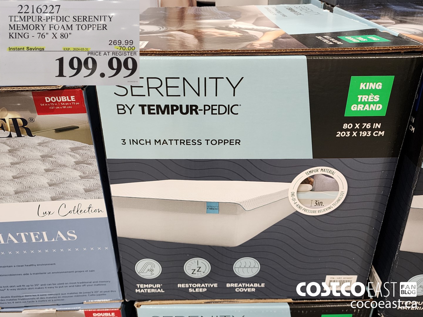 2216227 TEMPUR-PEDIC SERENITY MEMORY FOAM TOPPER KING - 76