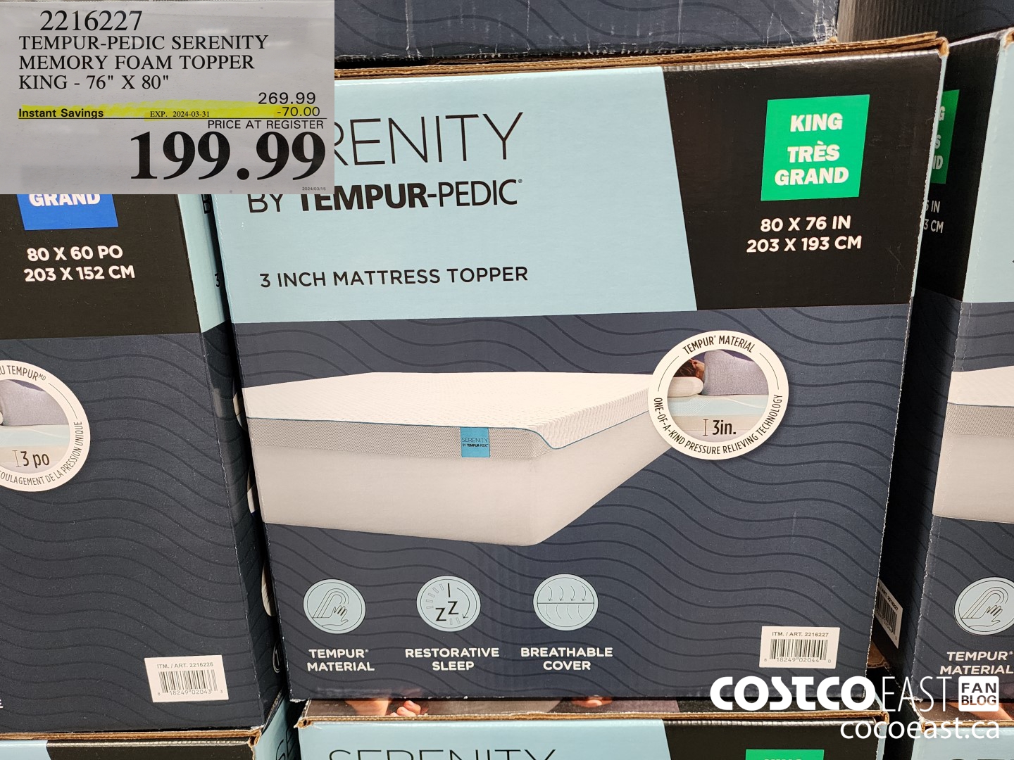 2216227 TEMPUR-PEDIC SERENITY MEMORY FOAM TOPPER KING - 76