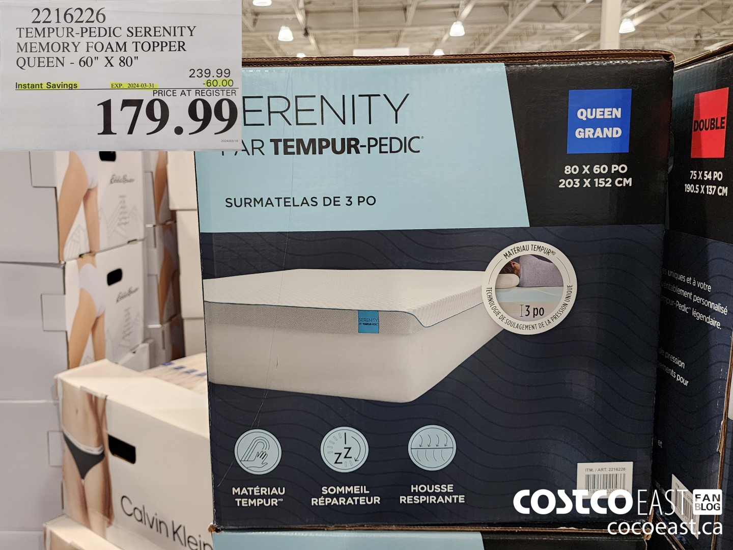 2216226 TEMPUR-PEDIC SERENITY MEMORY FOAM TOPPER QUEEN - 60