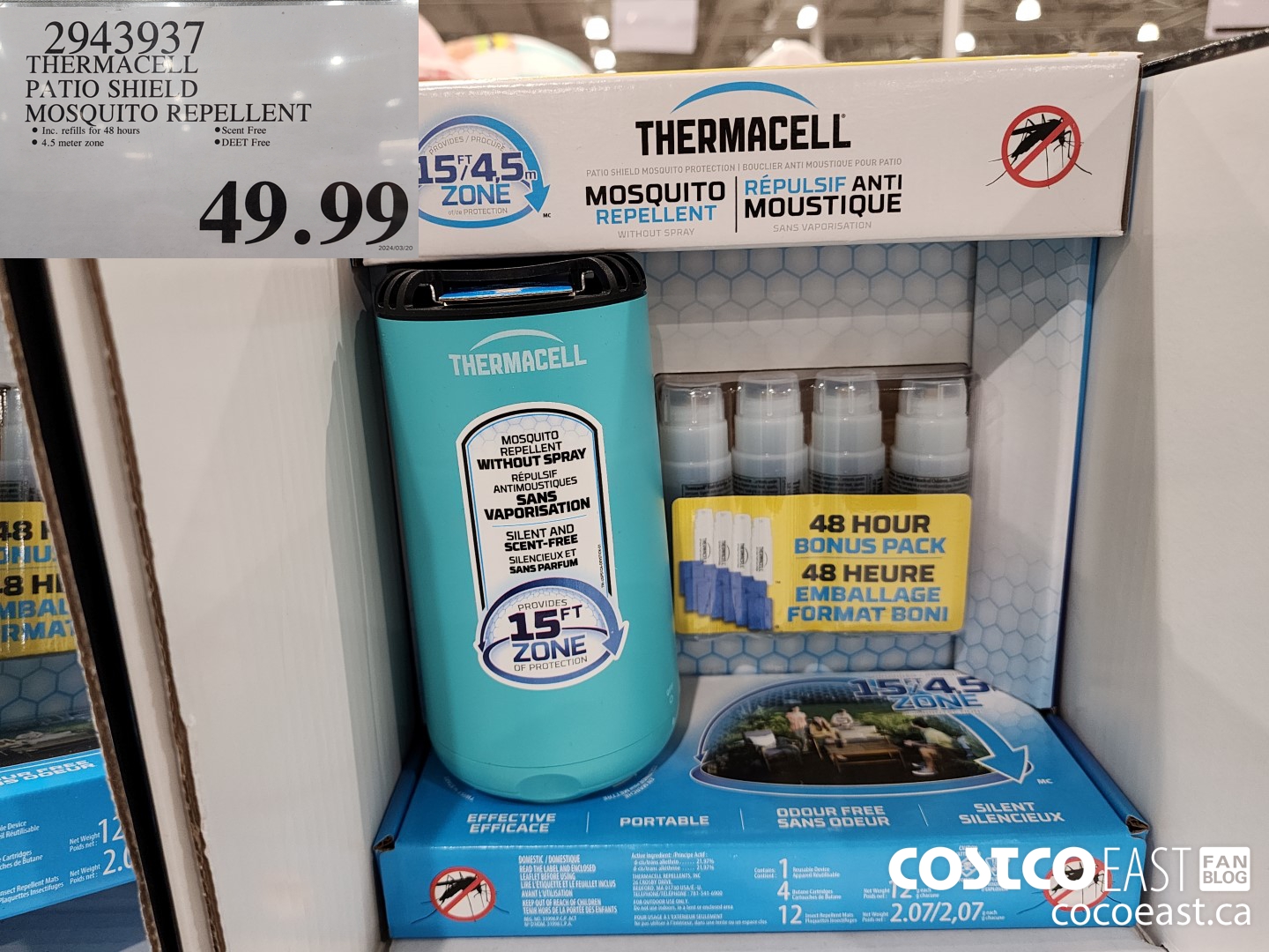 2943937 THERMACELL PATIO SHIELD MOSQUITO REPELLENT $49.99