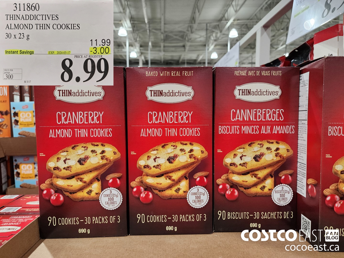 311860 THINADDICTIVES CRANBERRY ALMOND 30 X 23 G ($3.00 INSTANT SAVINGS EXPIRES ON 2024-03-17) $8.99