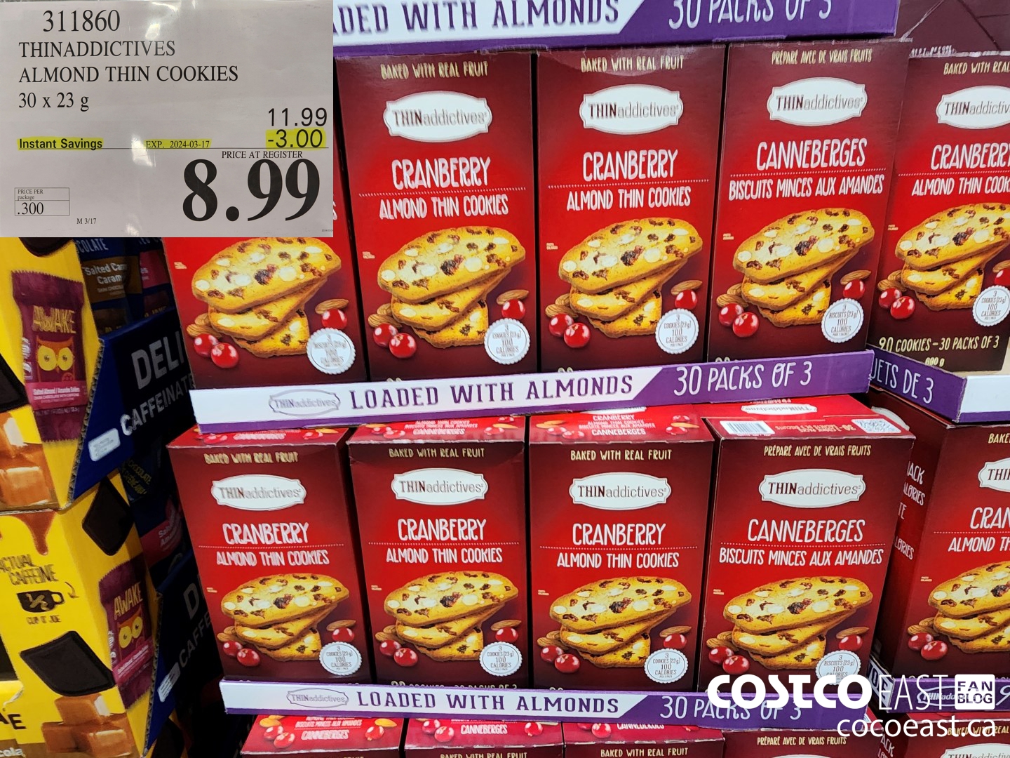 311860 THINADDICTIVES CRANBERRY ALMOND 30 X 23 G ($3.00 INSTANT SAVINGS EXPIRES ON 2024-03-17) $8.99