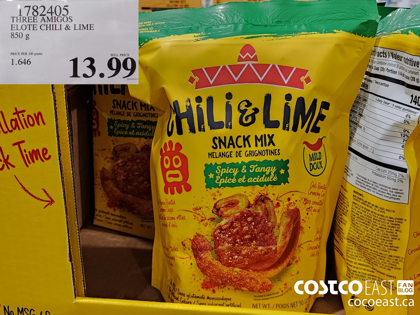 1782405 THREE AMIGOS ELOTE CHILI & LIME 850 g $13.99