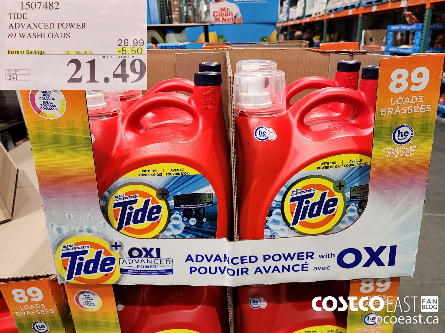 1507482 TIDE ADVANCED POWER 89 WASHLOADS ($5.50 INSTANT SAVINGS EXPIRES ON 2024-03-24) $21.49