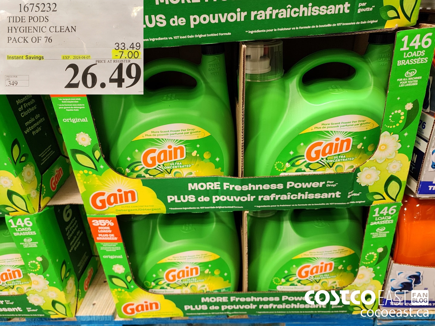 1675232 TIDE PODS HYGIENIC CLEAN PACK OF 76 ($7.00 INSTANT SAVINGS EXPIRES ON 2024-04-07) $26.49