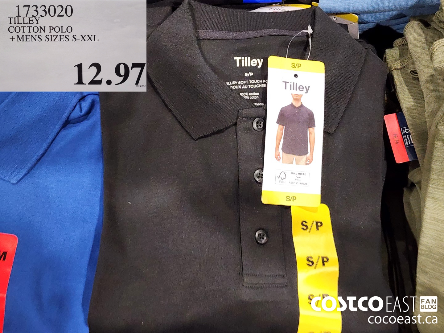 1733020 TILLEY COTTON POLO +MENS SIZES S-XXL $12.97