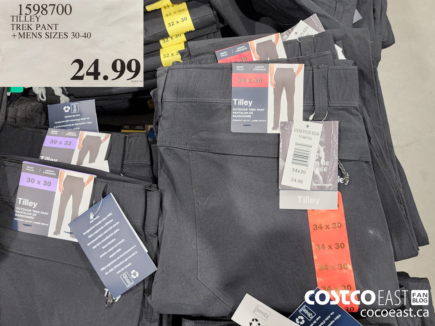 1593700 TILLEY TREK PANT +MENS SIZES 30-40 $24.99