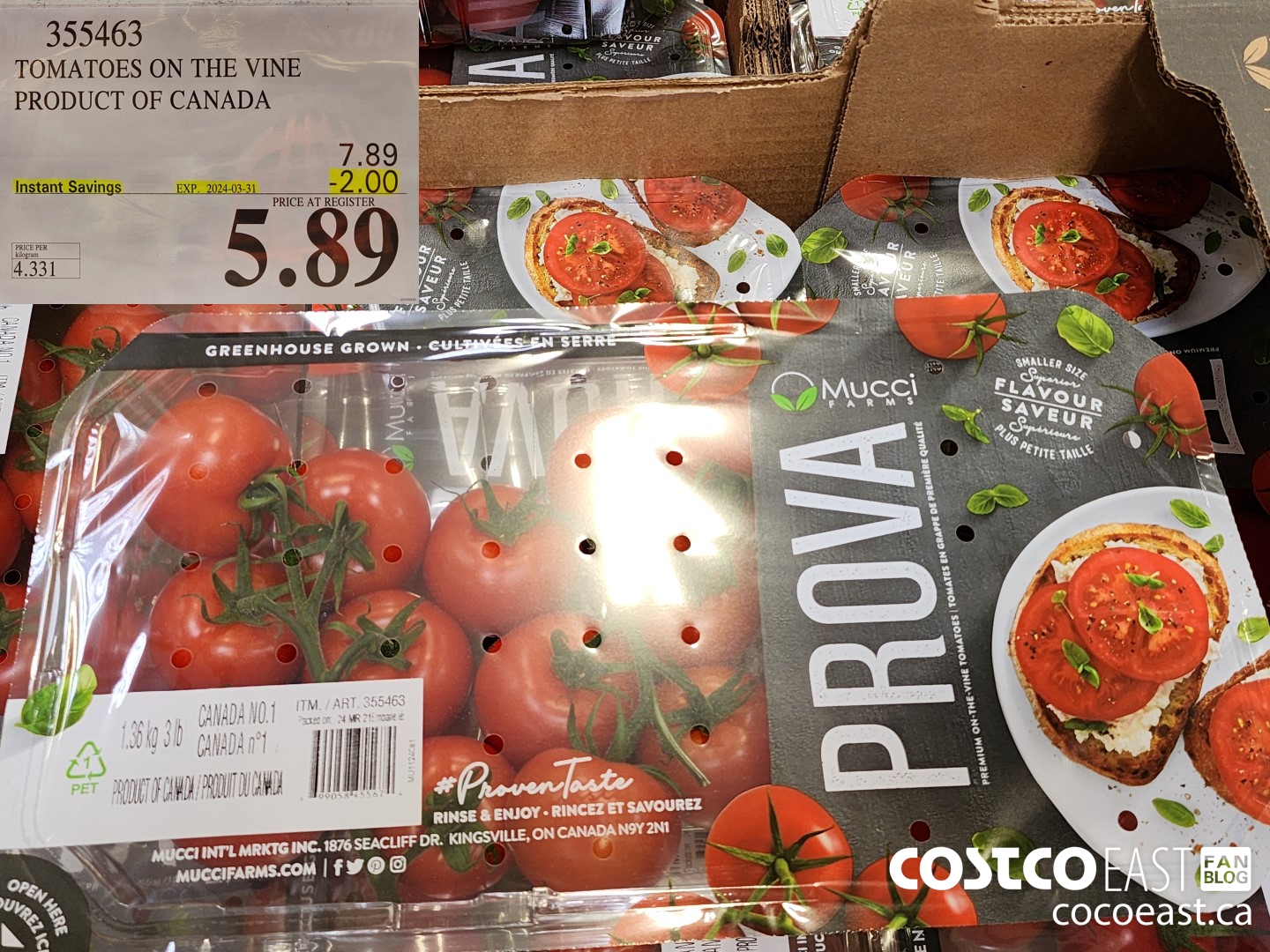 355463 TOMATOES ON THE VINE PRODUCT OF CANADA  ($2.00 INSTANT SAVINGS EXPIRES ON 2024-03-31) $5.89
