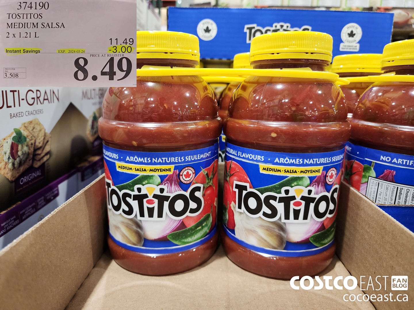 374190 TOSTITOS MEDIUM SALSA 2 X 1.21 L ($3.00 INSTANT SAVINGS EXPIRES ON 2024-03-24) $8.49
