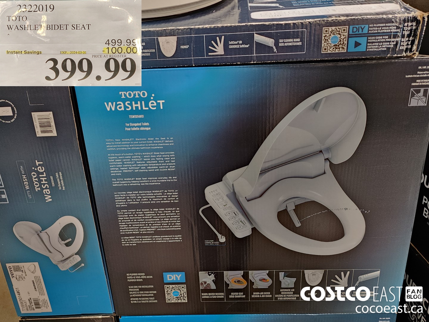 2322019 TOTO WASHLET BIDET SEAT ($100.00 INSTANT SAVINGS EXPIRES ON 2024-03-31) $399.99