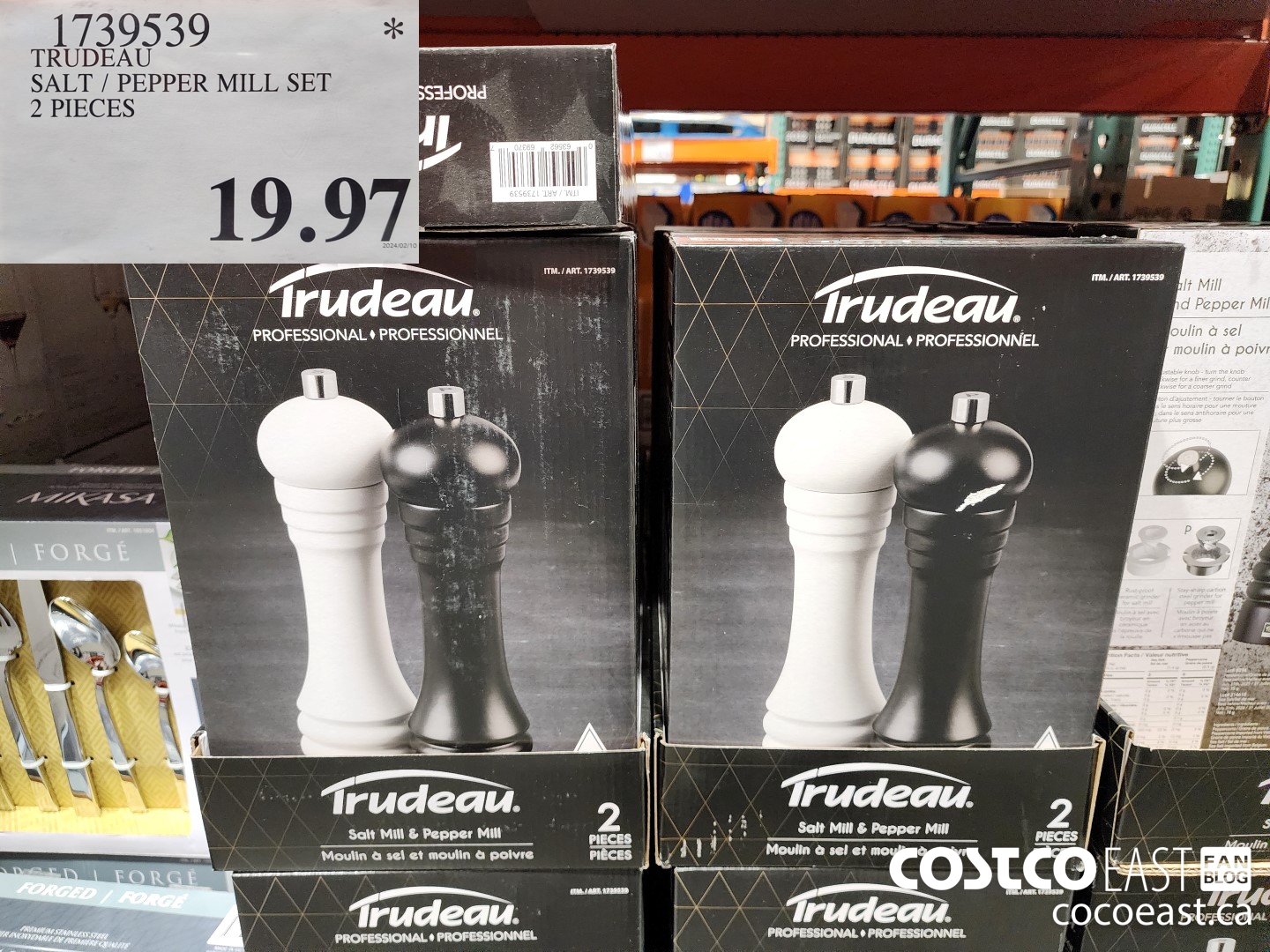 1739539 TRUDEAU SALT / PEPPER MILL SET 2 PIECES $19.97