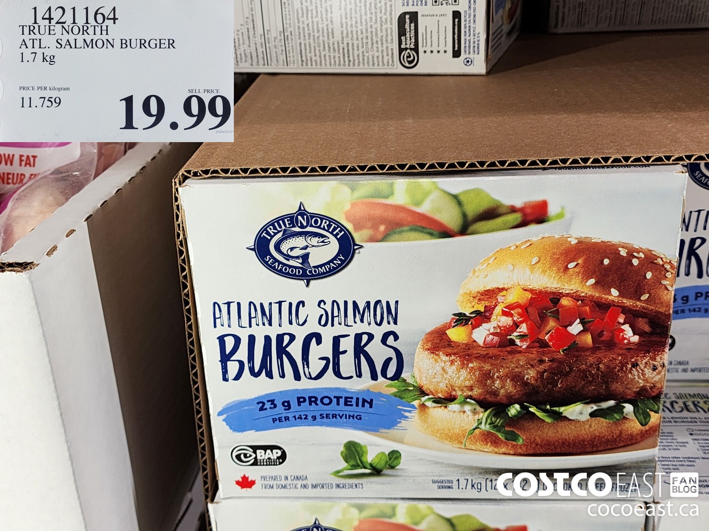 1421164 TRUE NORTH ATL. SALMON BURGER 1.7 kg $19.99