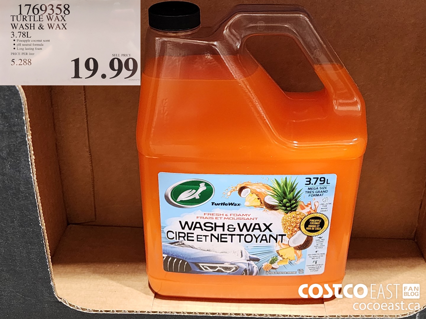 1769358 TURTLE WAX WASH & WAX 3.78L $19.99