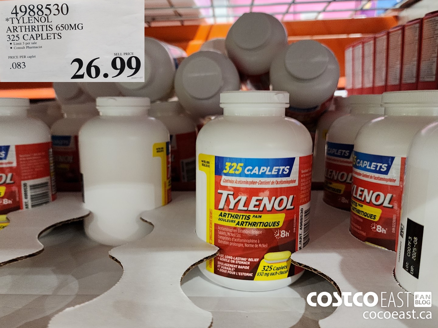 4988530 *TYLENOL ARTHRITIS 650MG 325 CAPLETS $26.99