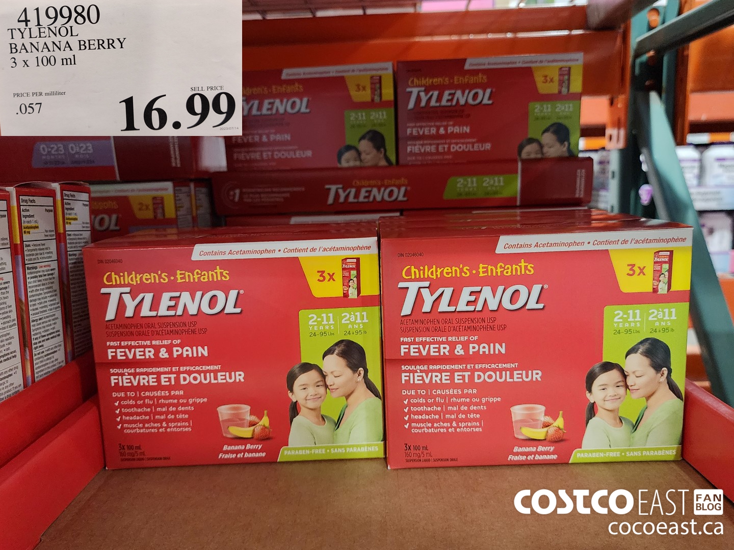419980 TYLENOL BANANA BERRY 3 x 100 ML $16.99