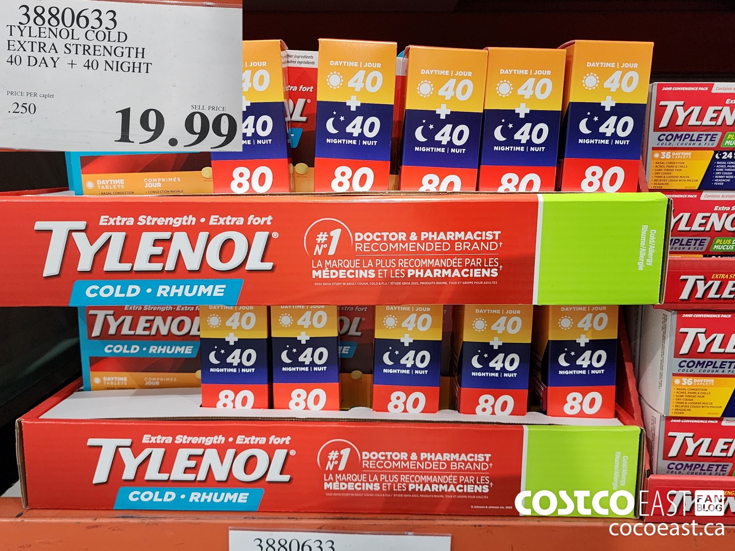 3880633 TYLENOL COLD EXTRA STRENGTH 40 day + 40 night $19.99