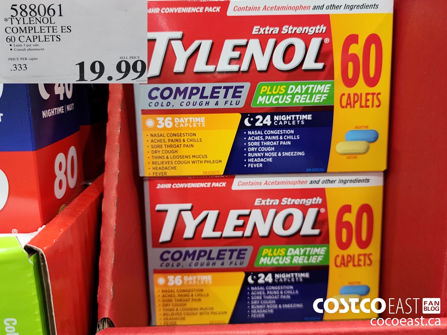 588061 TYLENOL COMPLETE ES 60 CAPLETS $19.99