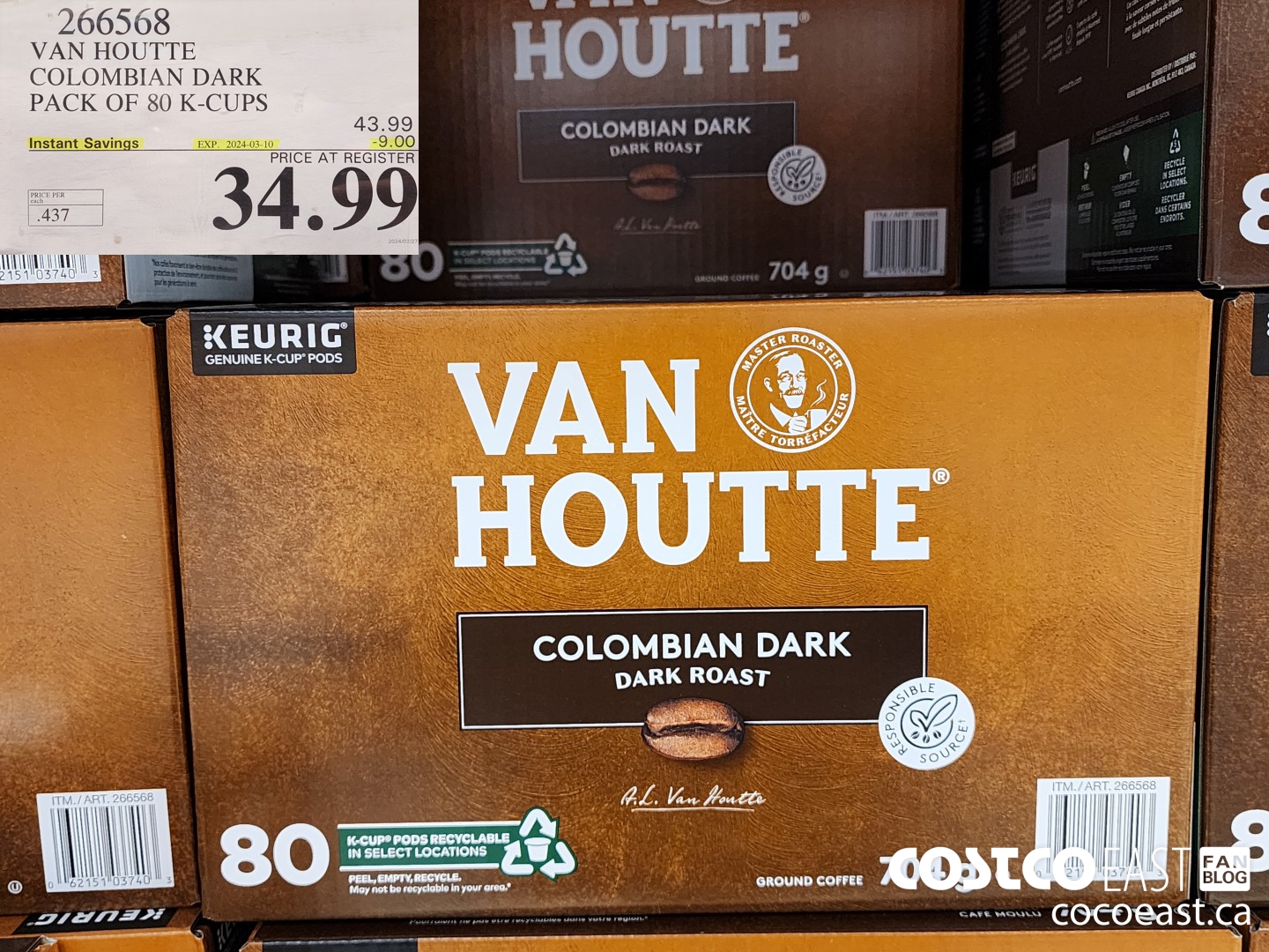 266568 VAN HOUTTE COLOMBIAN DARK PACK OF 80 K-CUPS ($9.00 INSTANT SAVINGS EXPIRES ON 2024-03-10) $34.99