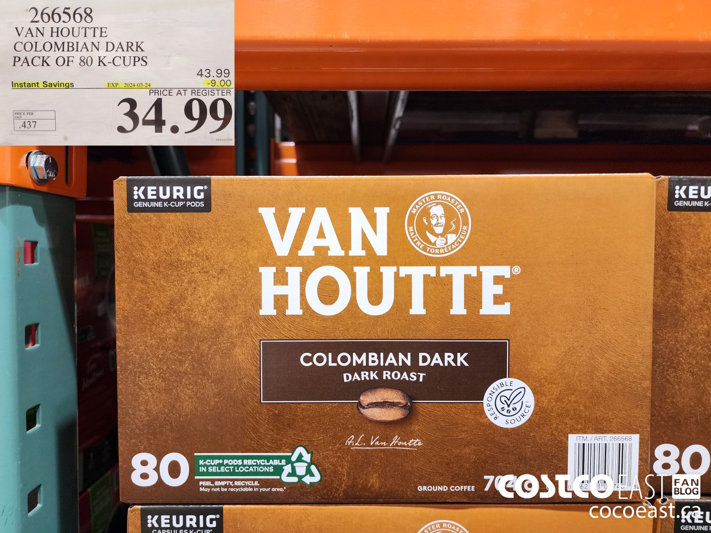 266568 VAN HOUTTE COLOMBIAN DARK PACK OF 80 K-CUPS ($9.00 INSTANT SAVINGS EXPIRES ON 2024-03-24) $34.99