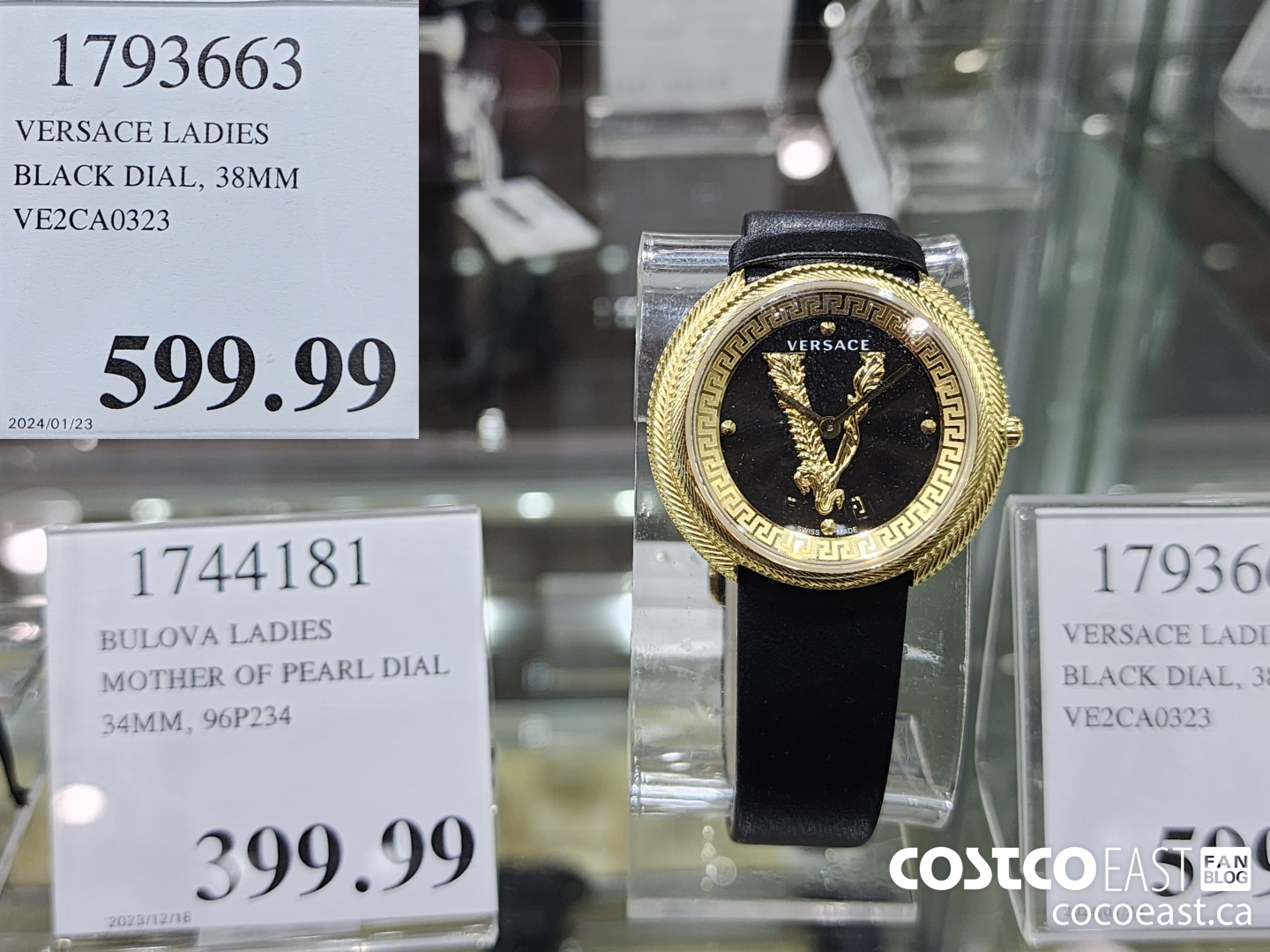 1793663 VERSACE LADIES BLACK DIAL, 38MM VE2CA0323 $599.99