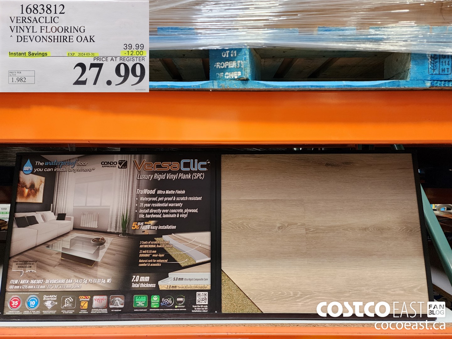 1683812 VERSACLIC VINYL FLOORING DEVON SHIRE OAK ($12.00 INSTANT SAVINGS EXPIRES ON 2024-03-31) $27.99