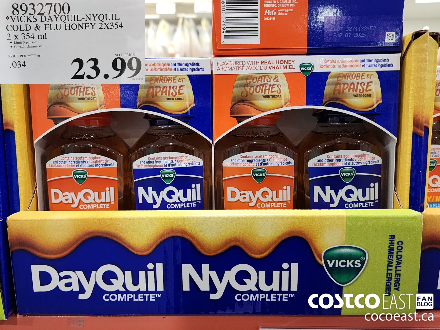 8932700 *VICKS DAYQUIL-NYQUIL COLD & FLU HONEY 2 X 354ML $23.99
