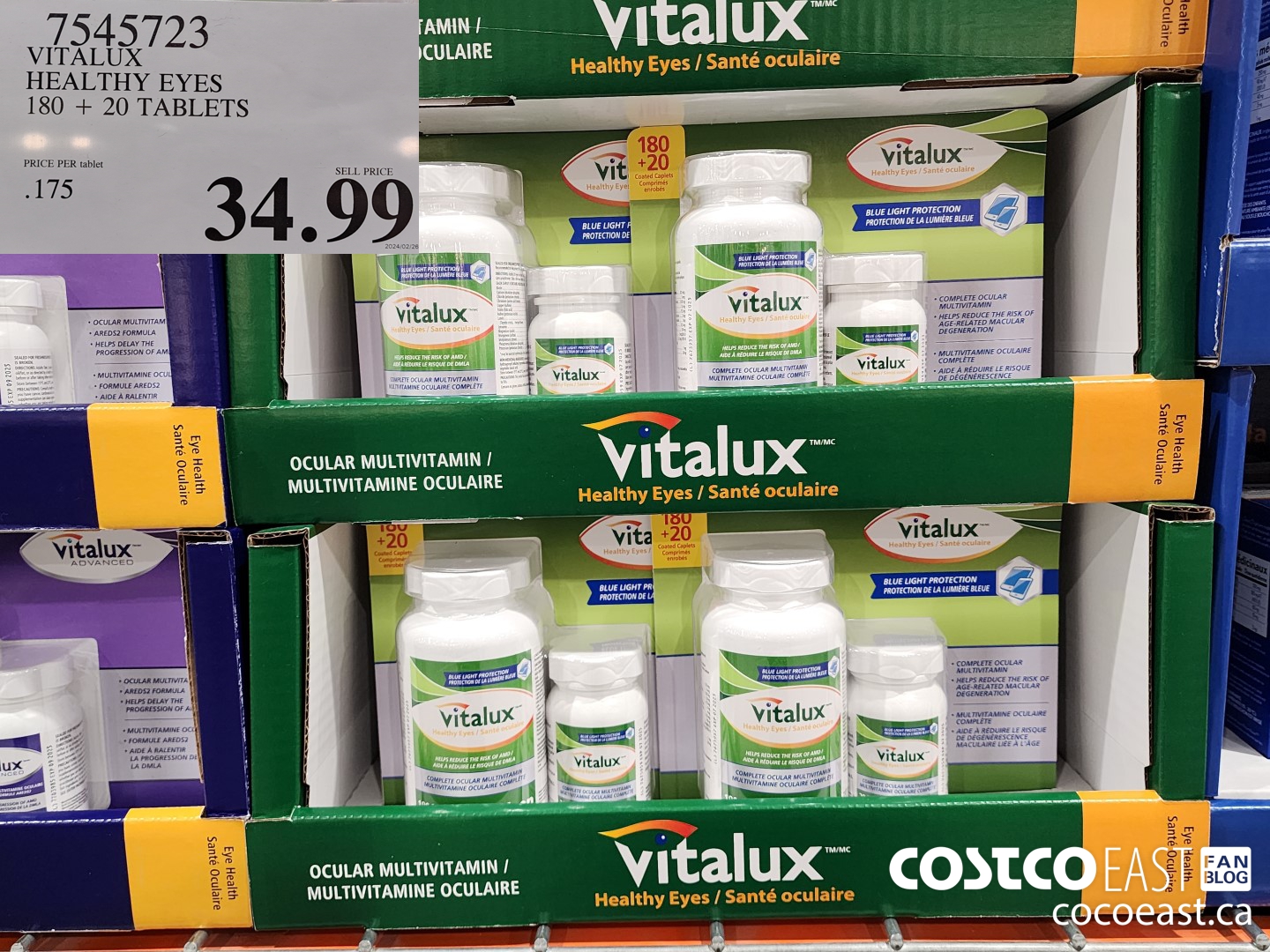 7545723 VITALUX HEALTHY EYES 180 + 20 TABLETS $34.99