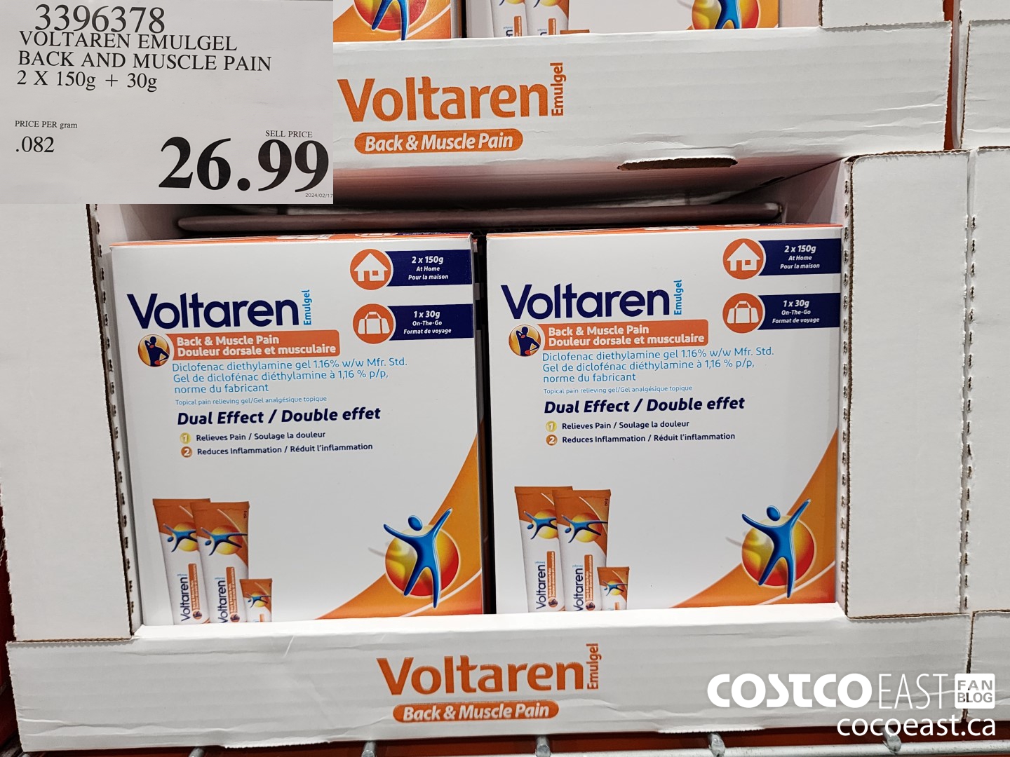 3396378 VOLTAREN EMUGEL BACK AND MUSCLE PAIN 2 X 150G + 30G 2024-0121 $26.99