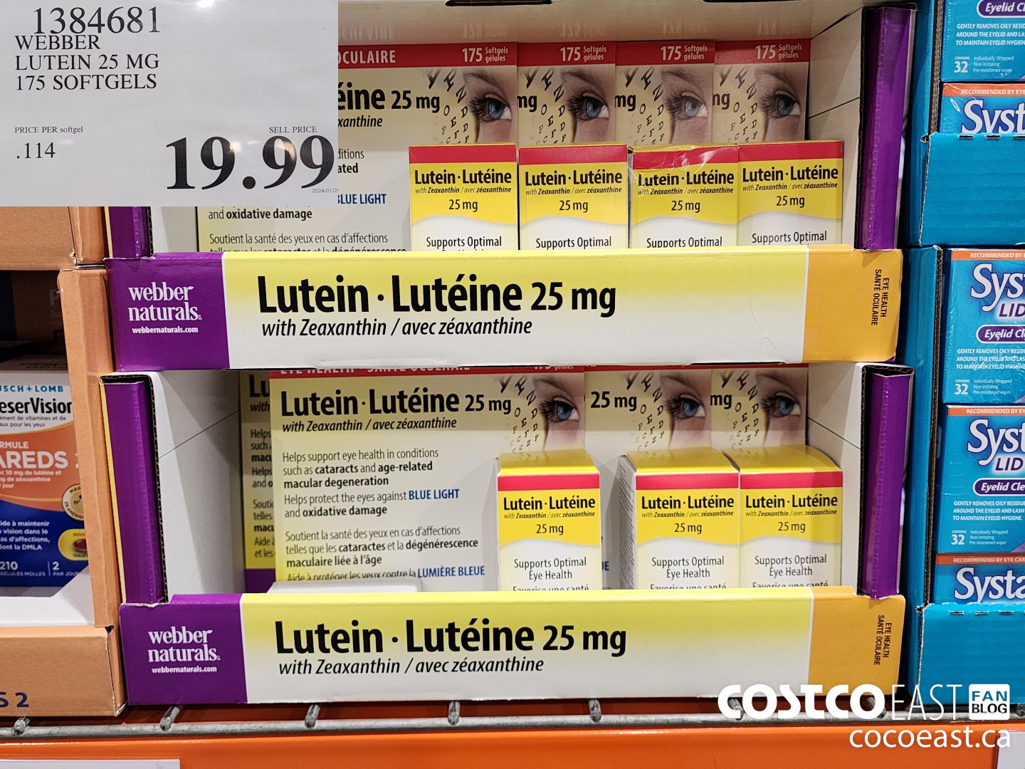 1384681 WEBBER LUTEIN 25 MG 175 SOFTGELS $19.99