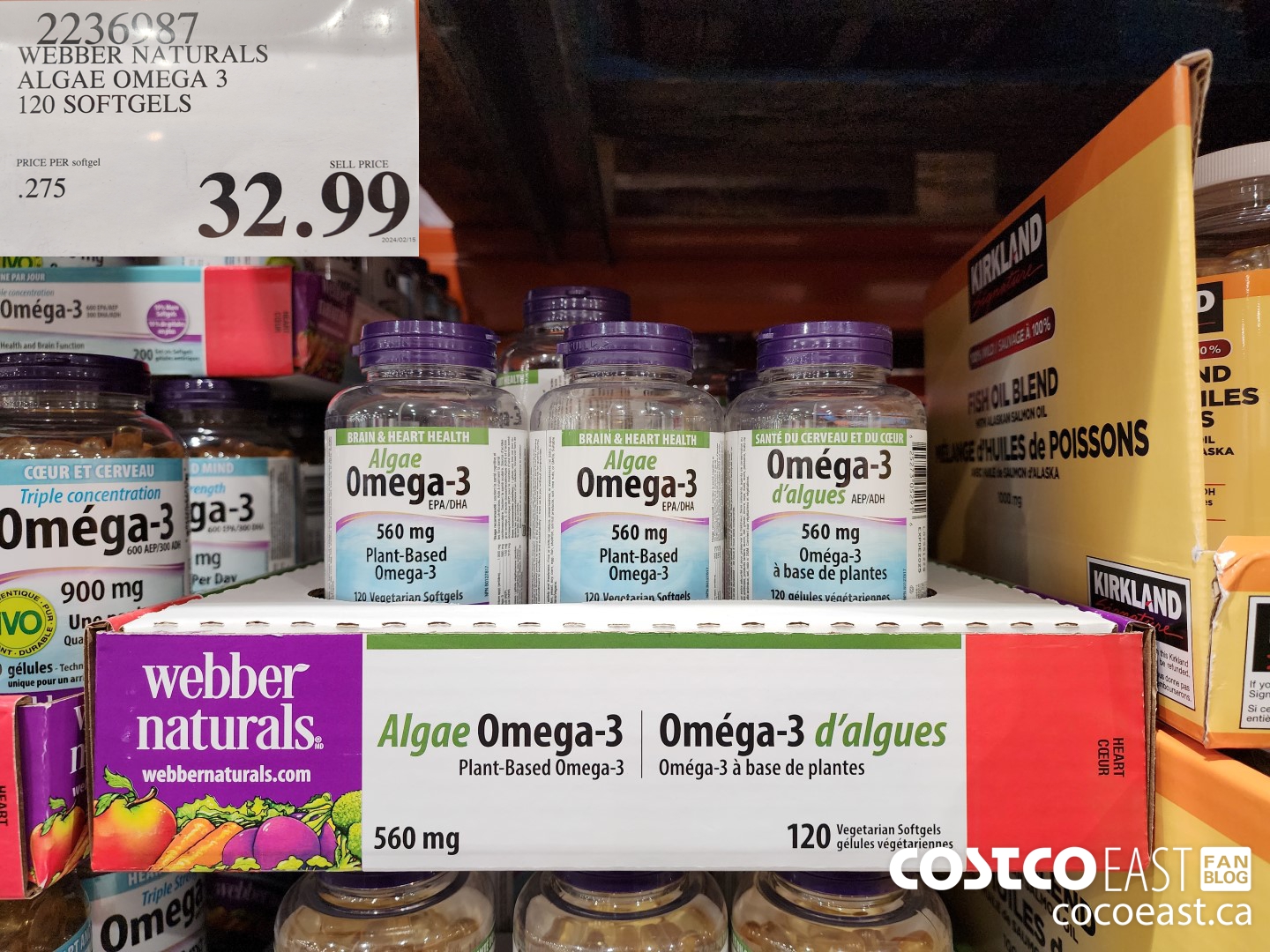 2236987 WEBBER NATURALS ALGAE OMEGA 3 120 SOFTGELS $32.99