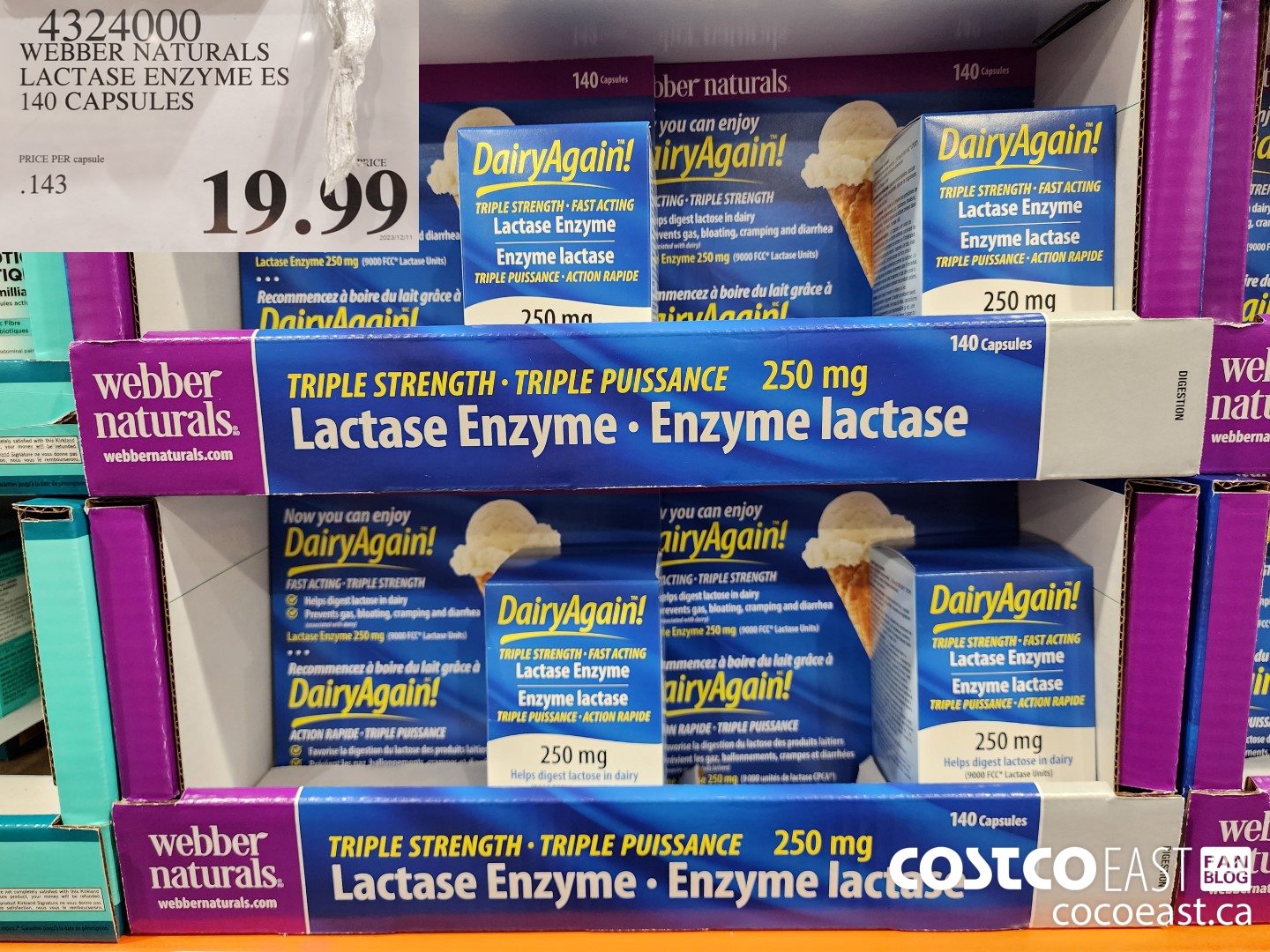 4324000 WEBBER NATURALS LACTASE ENZYME ES 140 CAPSULES $19.99